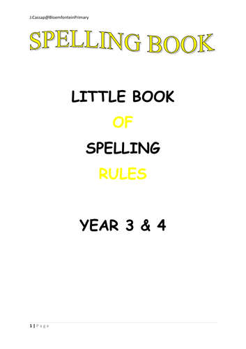 Year 3 4 Spelling Rules Teaching Resources
