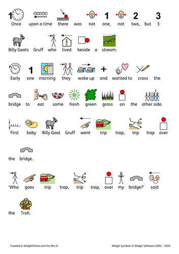 SEND 3 Billy Goats Gruff Language Through Colour Widgit Symbol support ...