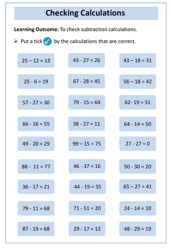 Subtraction AQA Entry Level 2 Maths Teaching Resources