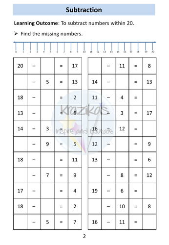 Subtraction Workbook - AQA Entry Level 2 Maths | Teaching Resources