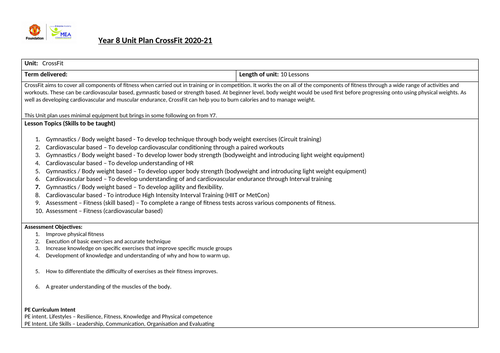 CrossFit / Fitness Unit Plans Y7 - KS4 | Teaching Resources