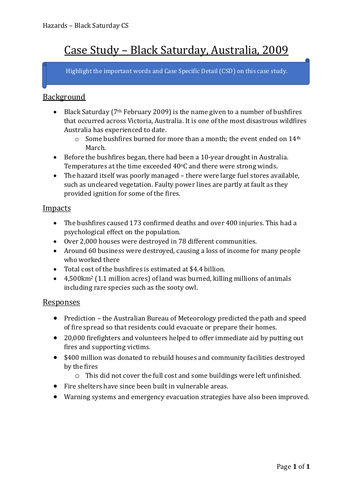 AQA A Level Geography - Hazards