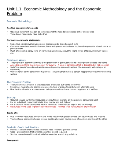 Economic methodology and the economic problem