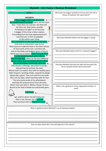 Macbeth Revision Worksheets | Teaching Resources
