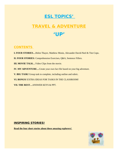 ESL TOPICS: TRAVEL & ADVENTURE | Teaching Resources