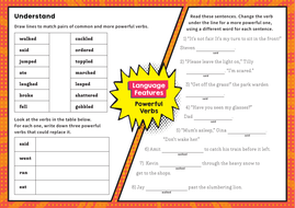 ks2 writing features challenge mat powerful verbs teaching resources