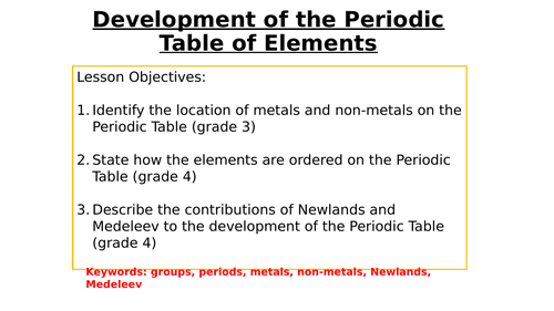 History of the Periodic Table of Elements | Teaching Resources