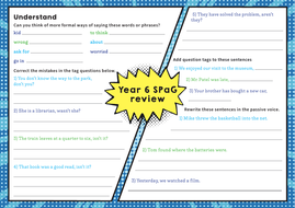 year 6 grammar revision worksheets teaching resources