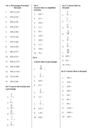 year 7 algebra fractionsdecimal worksheets teaching resources