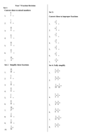 year 7 algebra fractionsdecimal worksheets teaching resources