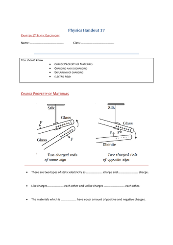 Complete source for IGCSE Physics Static Electricity (Chapter 17 ...