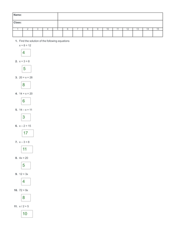 Solving simple equations | Teaching Resources