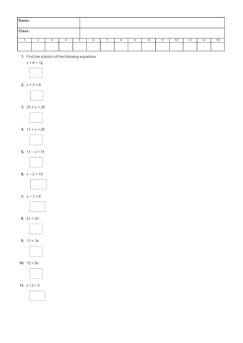 Solving simple equations | Teaching Resources