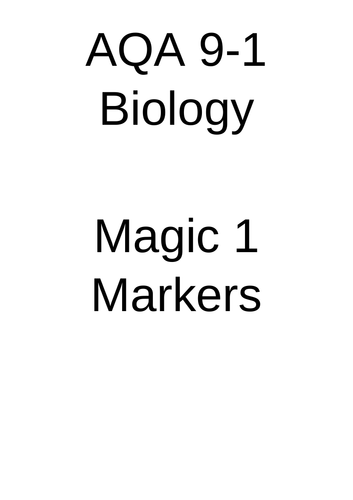 AQA 9-1 Biology Magic 1 Markers- Recall Questions with Answers ...