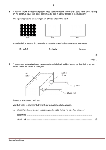 Igcse thermal physics past paper questions divided by level cie 