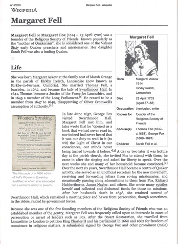 Margaret Fell (1614-1702) | Teaching Resources