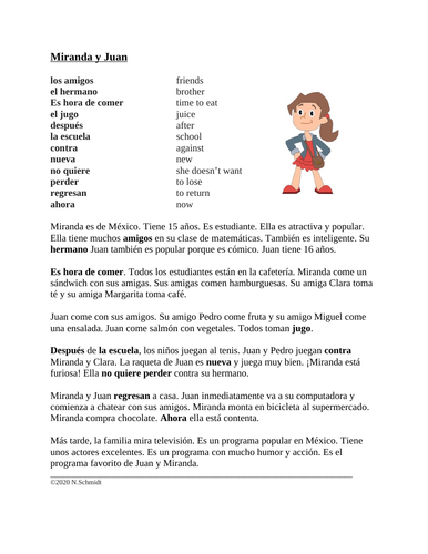 Spanish Cognates Reading: Lectura con Cognados