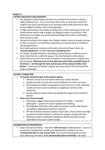 Gatsby Chapter 5 Analysis Pack | Teaching Resources