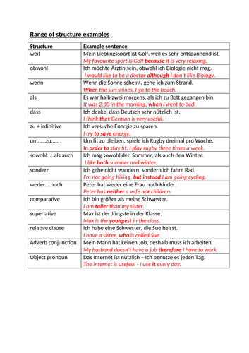 assignments in german