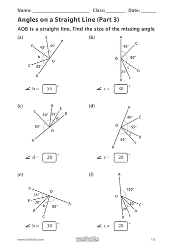 Angles on a Straight Line (Part 3) | Teaching Resources