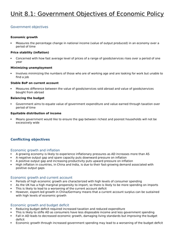 Economics A-level: Macroeconomic performance