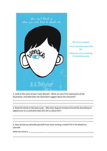 wonder-worksheet-on-cover-and-first-chapter-teaching-resources