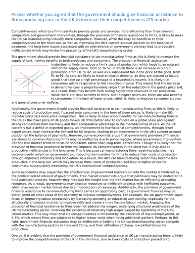 AQA Economics A-level: example 25 mark essays (A* grade)