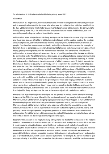 utilitarianism position paper