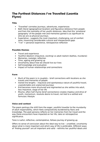 The Furthest Distances I've Travelled (Leontia Flynn): Poem Analysis