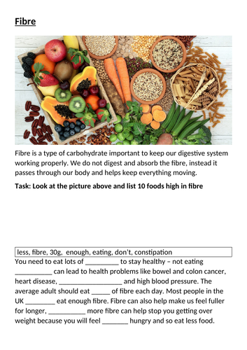 Nutrition - Fibre and Water