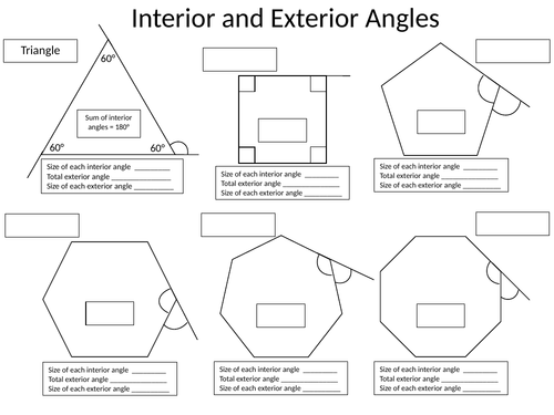 Interior And Exterior Angles In Regular Polygons Teaching Resources