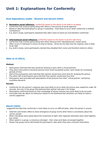 AQA Psychology A-level: Social Influence  (A* notes)