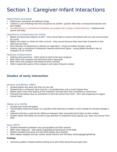 AQA Psychology A-level: Attachment  (A* notes)