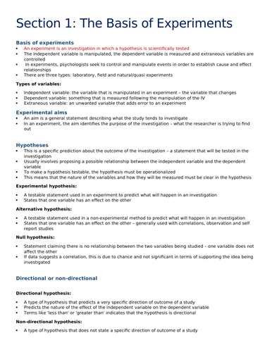 AQA Psychology A-level: Research Methods 1