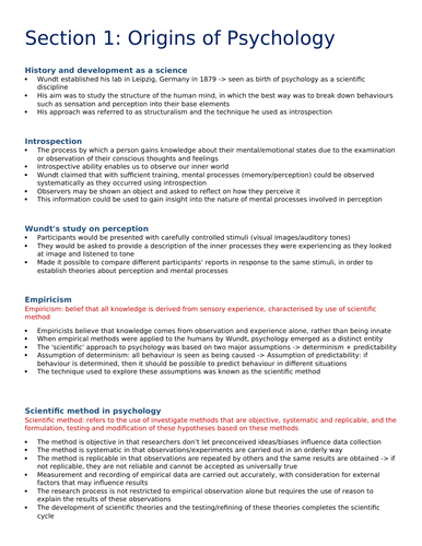 AQA Psychology A-level: Approaches in Psychology  (A* notes)