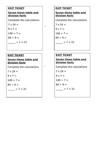 Exiti Tickets Multiplication & Division | Teaching Resources