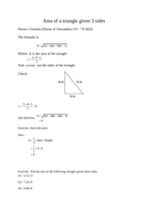 area of triangle with three sides heron's formula