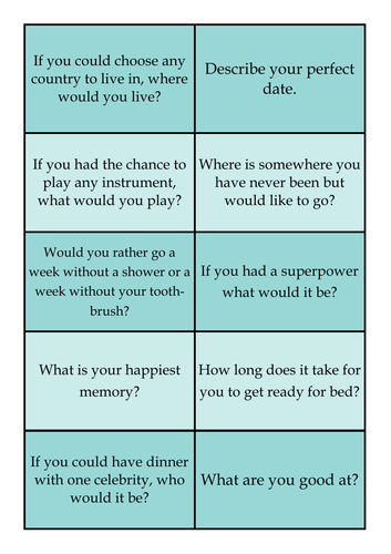 40 conversation prompt cards for English language learners | Teaching ...