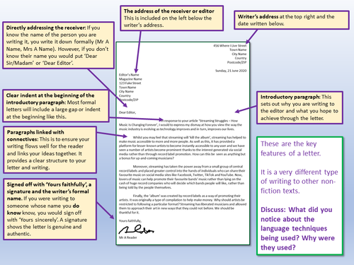 Formal Letter Template Ks3