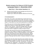 Levels 5 7 And 9 Model Answers Edexcel Gcse English Language Paper 2 November 2018 Teaching Resources