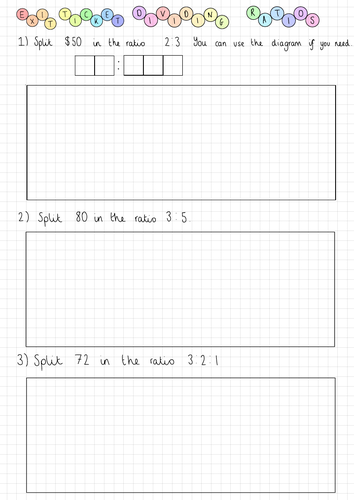 ratio scale exit tickets year 8 white rose maths teaching resources