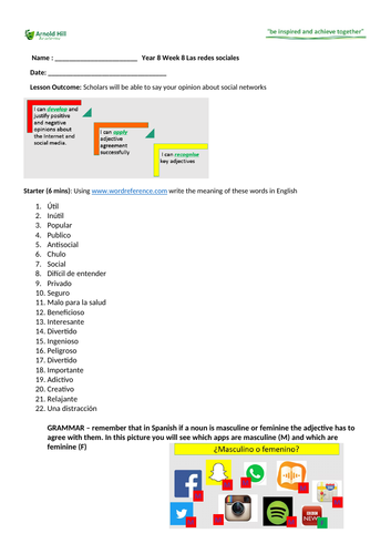 Las redes sociales- social networks KS3