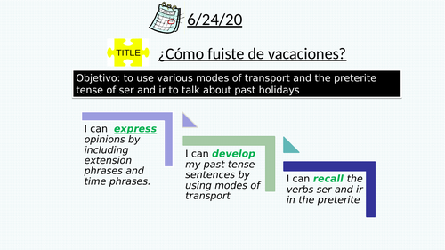 transport vacaciones past holidays KS3