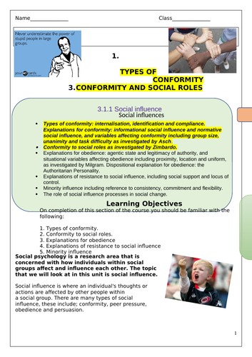 AQA - AS level Psychology - 3.1.1. Social Influences - Conformity ...