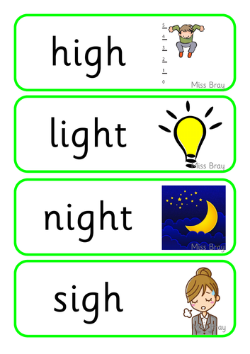 Igh Word Cards Phase 3 Phonics Teaching Resources