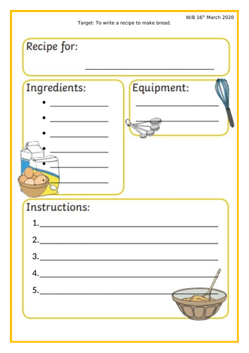 Differentiated Bread Making Recipe Worksheets | Teaching Resources