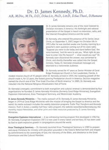 Dr D James Kennedy 1930 2007 Teaching Resources