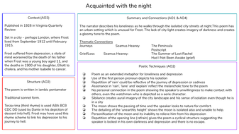 Robert Frost Acquainted With The Night Ccea As English Literature Teaching Resources