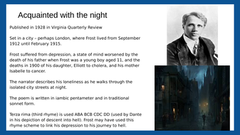 Robert Frost Acquainted With The Night Ccea As English Literature Teaching Resources