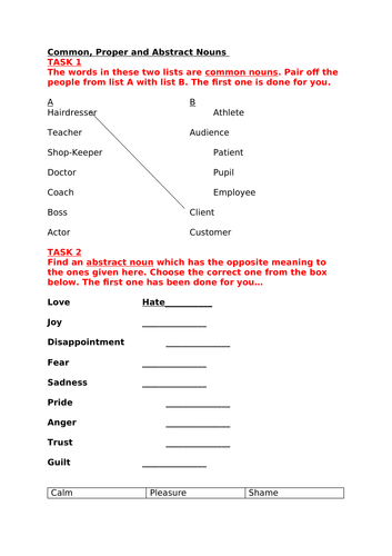 Abstract Nouns Worksheet 1 Abstract Nouns Studyladder Interactive Learning Games Landen Diaz